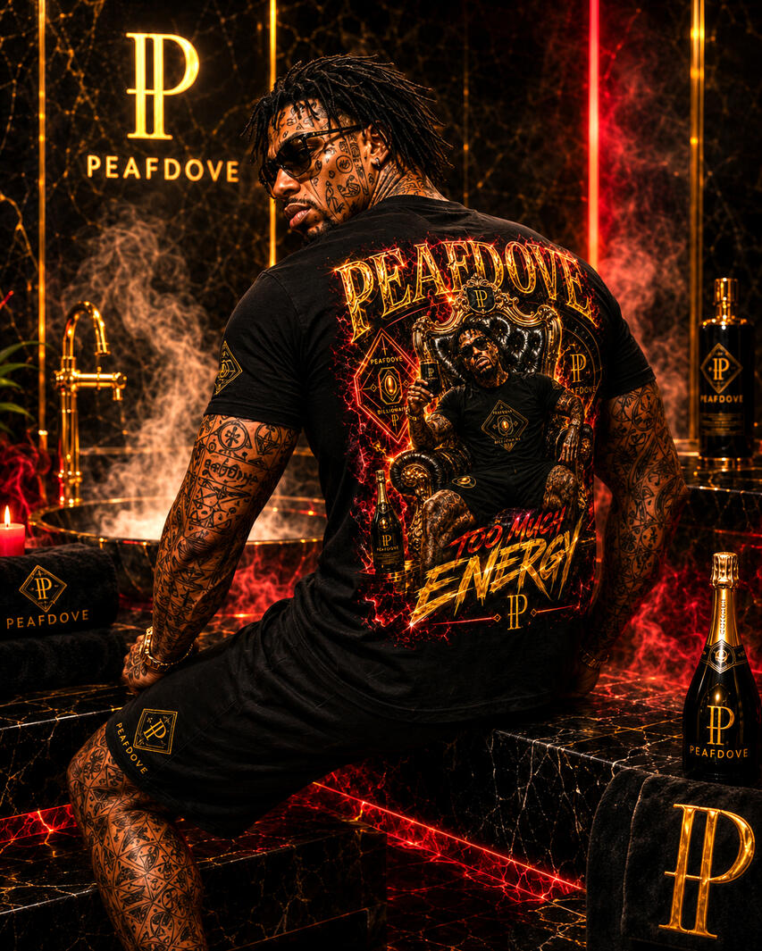 PEAFDOVE® Billionaire Black Hoodie Back Back view of the PEAFDOVE® Billionaire black hoodie with golden Billionaire Code artwork and luxury styling in a black corridor.