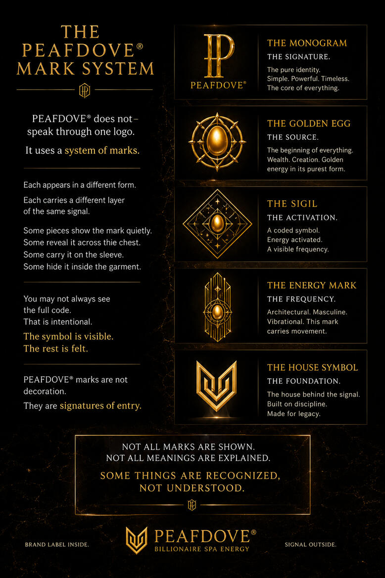 It uses a system of marks. The Monogram. The Golden Egg. The Sigil. The Energy Mark. The House Symbol.